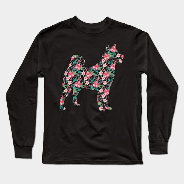 Floral akita mom design. Perfect present for mother dad friend him or her Long Sleeve T-Shirt by SerenityByAlex